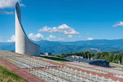 Former concentration camp Natzweiler-Struthof with the memorial Lighthouse of Remembrance