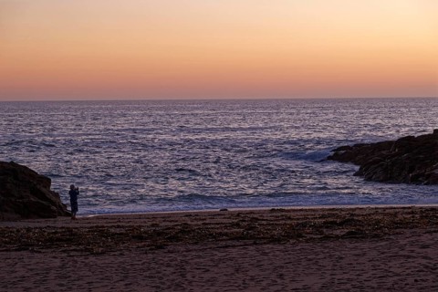 Evening atmosphere on the Cote Sauvage. The Wild Coast is a rocky coast in the west of the Quiberon peninsula in Brittany. Cores