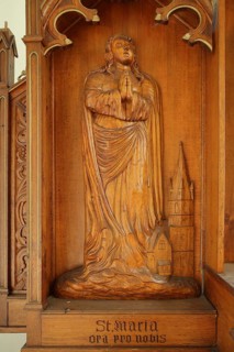 Saint Mary sculpture with inscription