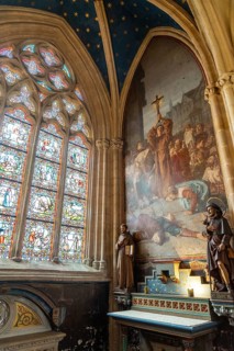 Sculptures inside the Saint Corentin cathedral in the medieval town of Quimper in the Finisterre department. French Brittany
