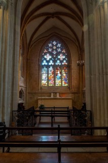 Interior of the Saint Corentin cathedral in the medieval village of Quimper in the Finisterre department. French Brittany