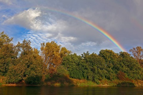 Rainbow on the Mulde River in Autumn