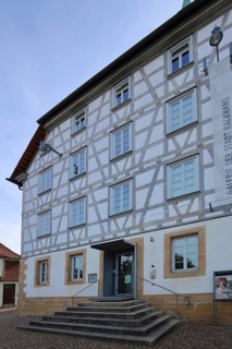 Half-timbered house gallery and tower schoolhouse