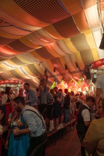 Beer tent full of drunken people