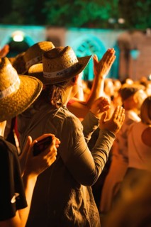 Crowd at Live Klostersommer Festival in Historic Monastery