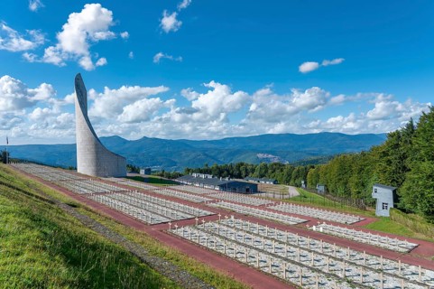 Former concentration camp Natzweiler-Struthof with the memorial Lighthouse of Remembrance