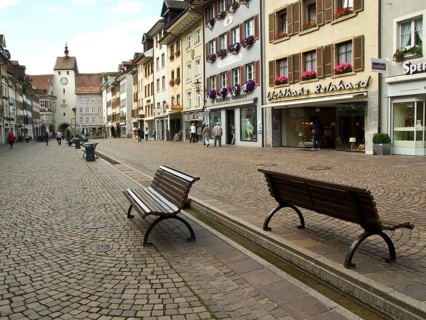 Waldshut Kaiserstrasse with view of the ObereTor