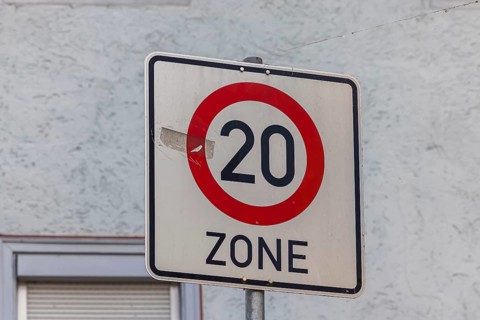 Traffic sign Tempo 20 km h applies on some streets in the city of Rottweil