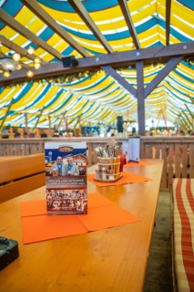Empty beer table in the marquee