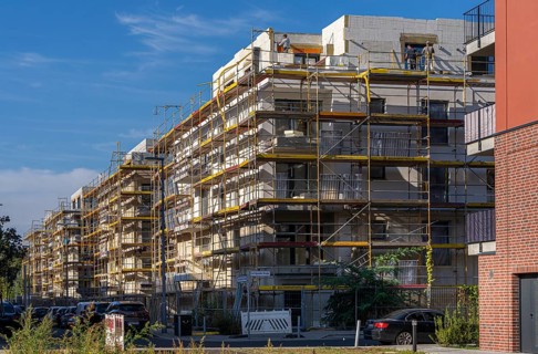 Residential construction in the new water town Spindlersfeld