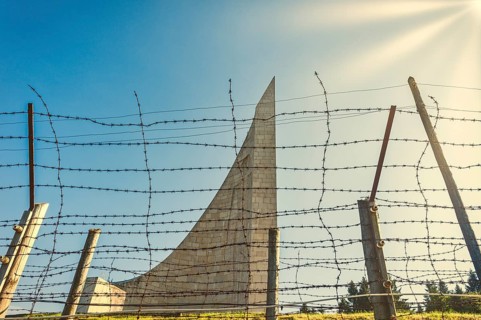 Barbed wire enclosure around the former concentration camp Natzweiler-Struthof
