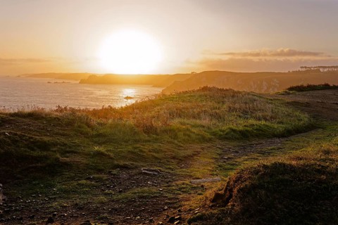 Sunrise on the rocky coast at Pointe de Brezellec