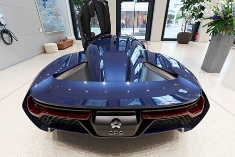 E- car Nio EP9 in the showroom