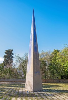 Obelisk at Joan Miro Foundation sculpture garden