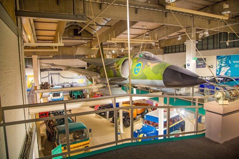 Aircraft and historic vehicles at the Volvo Museum