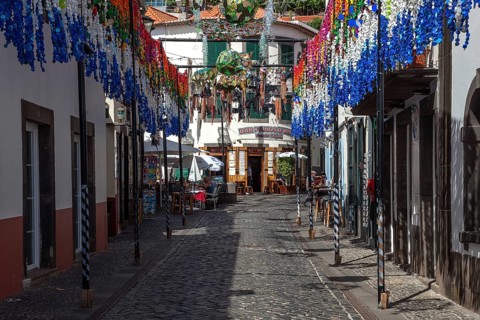 Street with restaurants