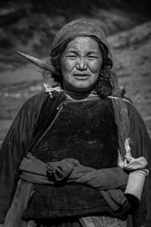 A female yak herder from the Changpa nomadic tribe
