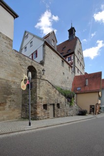 Historic town wall and town hall