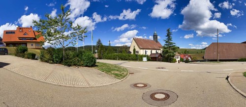 Oberbiederbach pilgrimage church with the Biederbach through-road