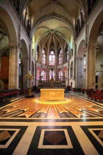 Interior view of the chancel of the Romanesque cathedral St-Jean