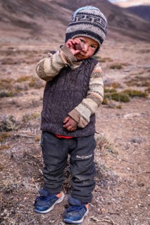 A young boy from the Changpa nomadic tribe
