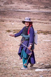 A female yak herder from the Changpa nomadic tribe