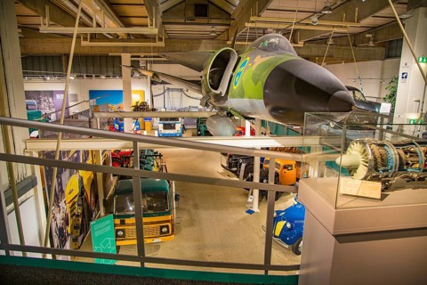 Aircraft and historic vehicles at the Volvo Museum