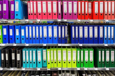 Shelves with files