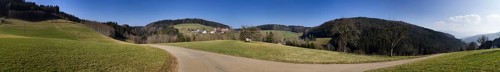 270 degree panorama of a landscape of the Black Forest near Biederbach