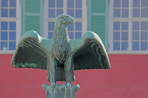 Eagle figure and heraldic animal at the eagle fountain