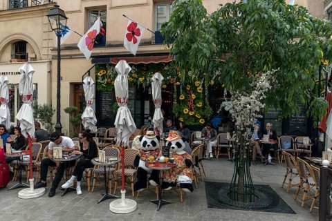 In front of a cafe