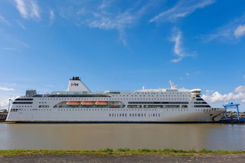 Ship Romantika of Holland Norway Lines at Emskai