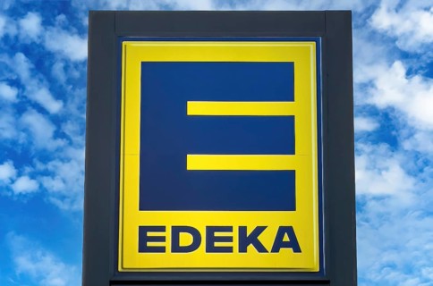 Logo with letter and lettering of retail chain Edeka formerly during German colonial times Einkaufsgenossenschaft der Kolonialwarenhaendler