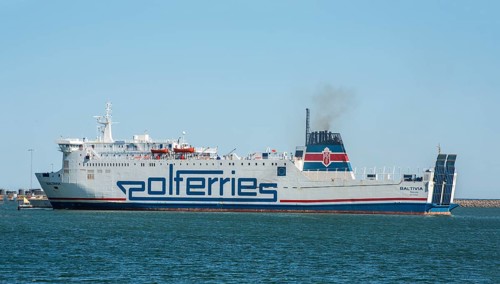 Polferries ferry Baltivia arrive in Ystad after travelling from Swinoujscie