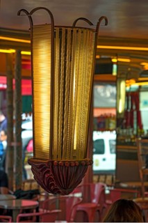 Historical ceiling lamp in a bistro