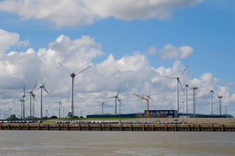 Wind turbines in the wind farm