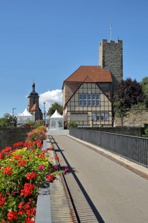 Bridge with flower decoration to the Count's Castle