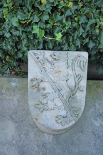 Stone town coat of arms with ivy