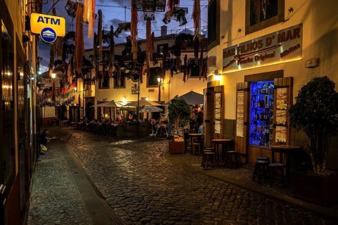 Street with restaurants