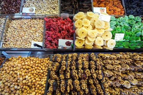 Dried nuts and candied fruit stall
