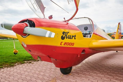 Lightweight aircraft on an airfield in Neumarkt in der Oberpfalz