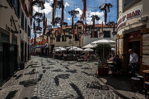 Street with restaurants