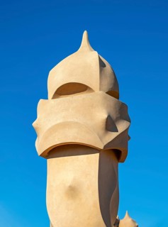Warrior-like chimney on roof of Casa Mila