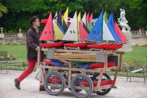 Sailboats for children to rent in the Tuileries Garden