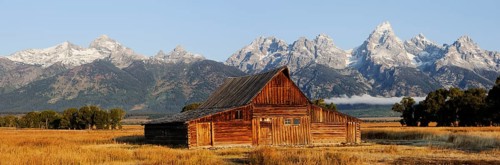 T. A. Moulton Barn in front of the Teton Range