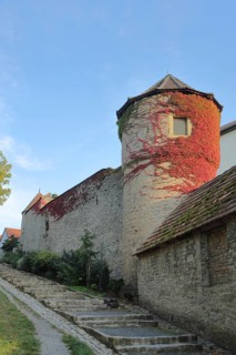 Historic town wall with wall tower