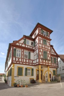 Half-timbered house with bay window