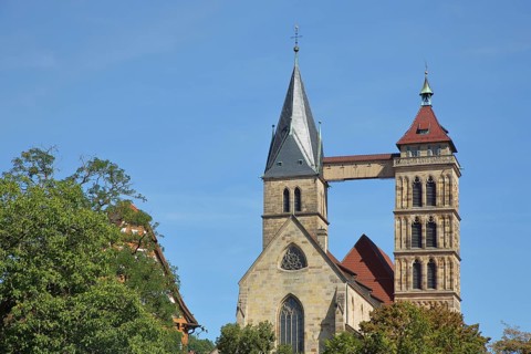 Spires of the Gothic town church of St. Dionys