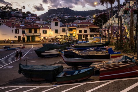 Harbour with colourful fishing boats