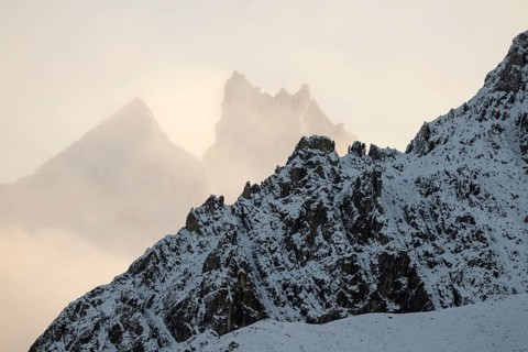 Rugged mountain peaks